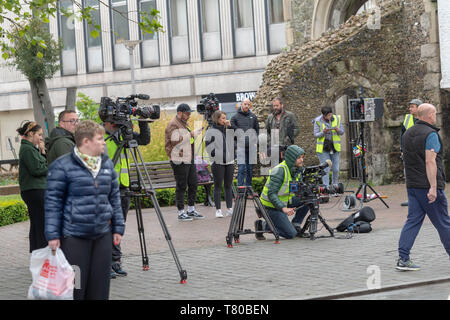 Brentwood Essex 9 maggio 2019 riprese di l'ultimo episodio del solo modo è Essex TOWIE in Brentwood High Street Credit Ian Davidson/Alamy Live News Foto Stock