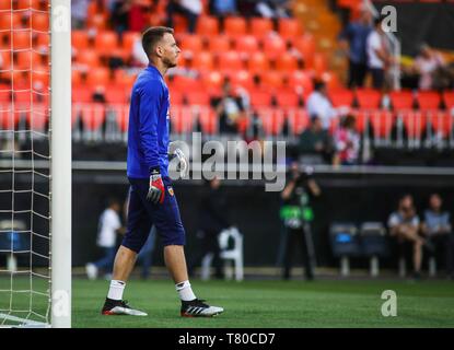 Valencia, Spagna. Il 9 maggio, 2019. Neto durante il 1/2 della UEFA Europa League football match tra Valencia CF e Arsenal FC il 9 maggio 2019 a Mestalla stadio a Valencia in Spagna. Credito: CORDON PREMERE/Alamy Live News Foto Stock