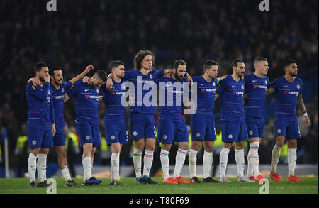 Londra, Regno Unito. 09 Maggio, 2019. Chelsea sanzioni. GES/calcio: UEFA Europa League semi-finale, retromarcia: Chelsea - Eintracht Francoforte, 09.05.2019 Sport: UEFA Europa League semifinale, Returnmatch, Chelsea FC - Eintracht Francoforte, Londra, 9 Maggio 2019 | Utilizzo di credito in tutto il mondo: dpa/Alamy Live News Foto Stock