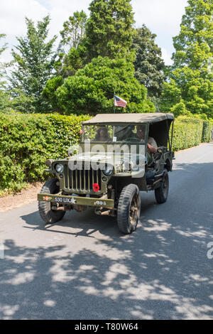 Willys Jeep, Woodhall Spa anni '40 guerra mondiale due re-enactment fine settimana. Foto Stock