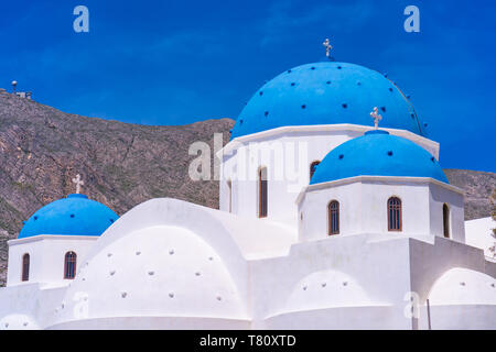 Chiesa di Santa Croce a Perissa sull isola di Santorini, Grecia Foto Stock