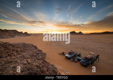 Expedition jeep nel nord del Ciad, Africa Foto Stock