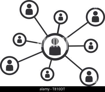 Il Social networking tra persone diverse o comunicazione di impresa nozione icona simbolo Illustrazione Vettoriale