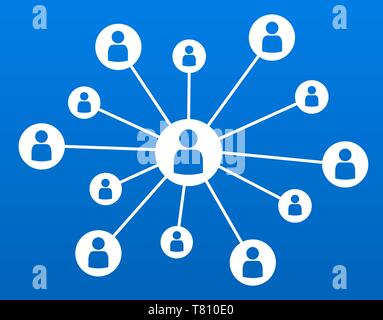 Il Social networking tra persone diverse o comunicazione business social media icona del concetto Illustrazione Vettoriale