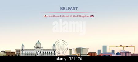 La città di Belfast skyline sul bellissimo sfondo diurno illustrazione vettoriale Illustrazione Vettoriale