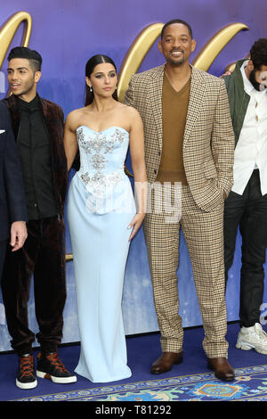 Naomi Scott, Will Smith, Aladdin - europeo Gala, Leicester Square, Londra, Regno Unito, 09 maggio 2019, Foto di Richard Goldschmidt Foto Stock