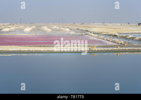 I mucchi di sale sul Sambhar Salt Lake. Il Rajasthan. India Foto Stock