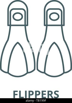 Vettore di pinne icona linea, concetto lineare, segno di contorno, simbolo Illustrazione Vettoriale