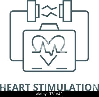 Stimolazione cardiaca linea del vettore icona, concetto lineare, segno di contorno, simbolo Illustrazione Vettoriale