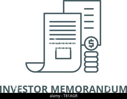 Investor memorandum linea del vettore icona, concetto lineare, segno di contorno, simbolo Illustrazione Vettoriale