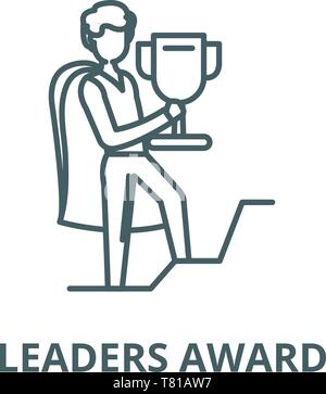 Leader Award linea del vettore icona, concetto lineare, segno di contorno, simbolo Illustrazione Vettoriale