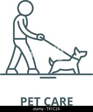 Pet care linea del vettore icona, concetto lineare, segno di contorno, simbolo Illustrazione Vettoriale