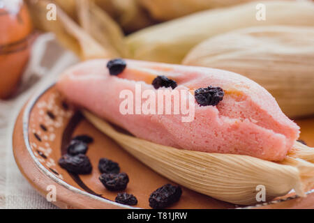 Dolci messicani tamales archiviato pasta di mais, cibo dolce in Messico Foto Stock