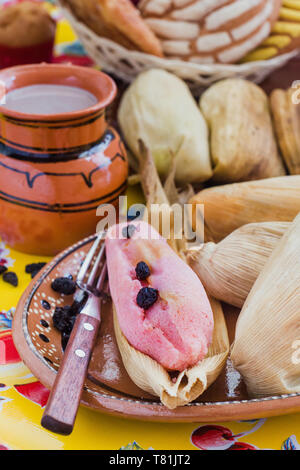 Dolci messicani tamales archiviato pasta di mais, cibo dolce in Messico Foto Stock