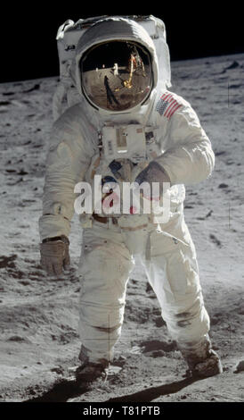 Apollo 11, Astronauta Buzz Aldrin Moonwalk, 1969 Foto Stock