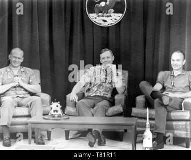 Apollo 11, il primo equipaggio conferenza stampa, 1969 Foto Stock