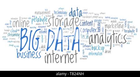 Dati di grandi dimensioni - informazioni sul mercato analytics concetto. Word cloud. Foto Stock