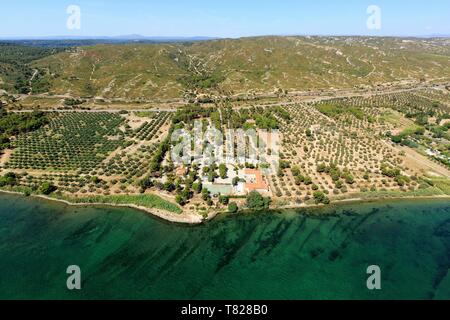Francia, Bouches du Rhone, Saint Chamas, Canet distretto, Etang de Berre (vista aerea) Foto Stock