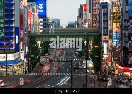 Giappone, isola di Honshu, Tokyo, quartiere Chiyoda, Akihabara District, Chuo Dori Avenue Foto Stock