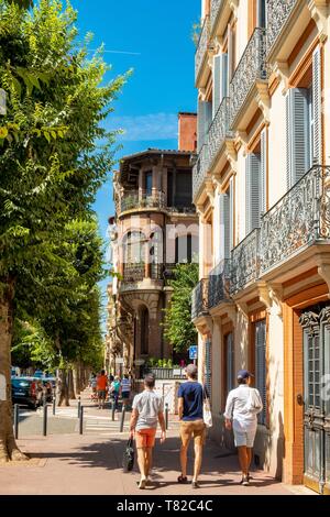 Francia, Haute Garonne, Toulouse, distretto di Carmes, Hotel in particolare facciate, rue du Languedoc Foto Stock