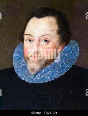 Sir Francis Drake, ritratto dipinto (dettaglio) 1591 Foto Stock