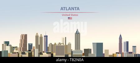 Atlanta skyline della città sul bellissimo sfondo diurno illustrazione vettoriale Illustrazione Vettoriale