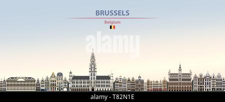 Bruxelles dello skyline della città sul bellissimo sfondo diurno illustrazione vettoriale Illustrazione Vettoriale