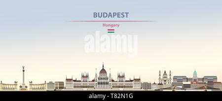 Budapest City skyline sul bellissimo sfondo diurno illustrazione vettoriale Illustrazione Vettoriale