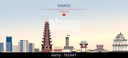 Hanoi skyline della città sul bellissimo sfondo diurno illustrazione vettoriale Illustrazione Vettoriale