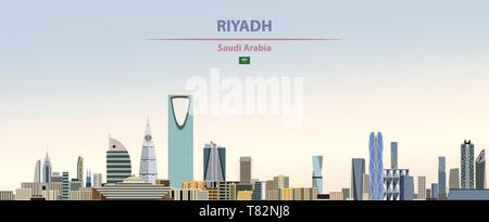 Riyadh City skyline sul bellissimo sfondo diurno illustrazione vettoriale Illustrazione Vettoriale