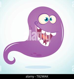Happy cartoon monster. Vector Halloween purple monster illustrazione Illustrazione Vettoriale