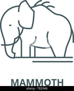 Mammoth linea del vettore icona, concetto lineare, segno di contorno, simbolo Illustrazione Vettoriale