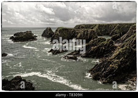 Immagine di scogliere lungo la costa di rame in Irlanda orientale nella Contea di Waterford. Foto Stock