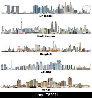 Illustrazioni vettoriali di città asiatiche dall'alto Illustrazione Vettoriale