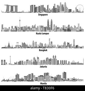 Illustrazioni vettoriali di città asiatiche dall'alto Illustrazione Vettoriale