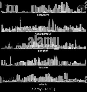 Illustrazioni vettoriali di città asiatiche dall'alto Illustrazione Vettoriale