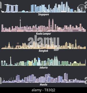 Illustrazioni vettoriali di città asiatiche dall'alto Illustrazione Vettoriale