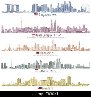 Illustrazioni vettoriali di città asiatiche dall'alto Illustrazione Vettoriale