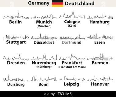 Vector delinea le icone della Germania città dall'alto Illustrazione Vettoriale