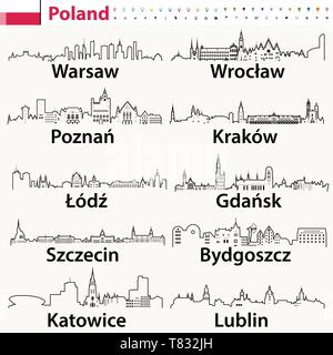 La Polonia più grande dello skyline della citta' icone Illustrazione Vettoriale