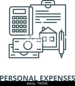Spese personali linea del vettore icona, concetto lineare, segno di contorno, simbolo Illustrazione Vettoriale