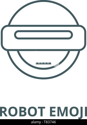 Robot vettore emoji icona linea, concetto lineare, segno di contorno, simbolo Illustrazione Vettoriale
