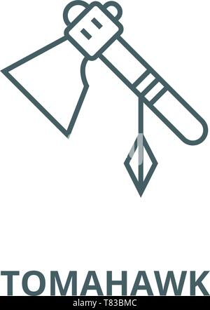 Tomahawk linea del vettore icona, concetto lineare, segno di contorno, simbolo Illustrazione Vettoriale