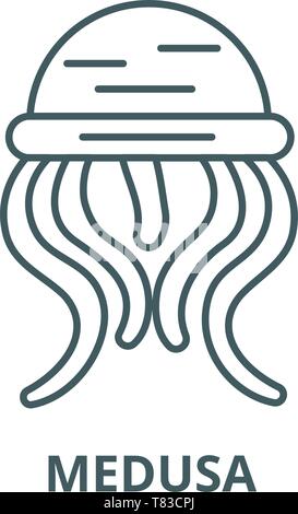 Medusa linea del vettore icona, concetto lineare, segno di contorno, simbolo Illustrazione Vettoriale
