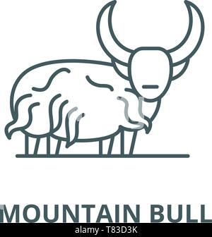 Monte Vettore bull icona linea, concetto lineare, segno di contorno, simbolo Illustrazione Vettoriale