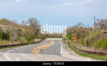 Sezione di strada a Montauk, NY Foto Stock