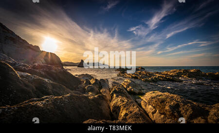 Vela rock al tramonto Foto Stock