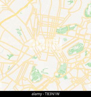 Mappa stampabile di Atene, Grecia con strade principali e secondarie e ferrovie più grandi. Questa mappa è stato accuratamente progettato per routing e mettendo i singoli d Illustrazione Vettoriale