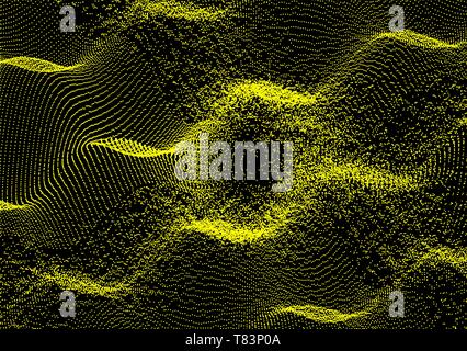 Griglia ondulata dello sfondo. 3d abstract illustrazione vettoriale con particelle. Illustrazione Vettoriale