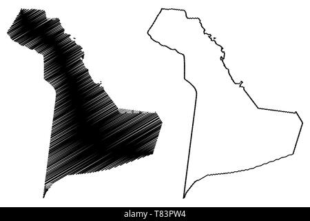 Provincia Orientale (regioni di Arabia Saudita, Regno di Arabia Saudita, KSA) mappa illustrazione vettoriale, scribble sketch Regione orientale mappa Illustrazione Vettoriale